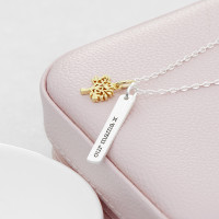 personalised Tree of Life Bar Necklace - Gold