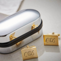 Personalised Gold Finish Rectangle Cufflinks