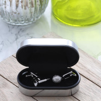 personalised Golf Ball and Tee Cufflinks Gift Set