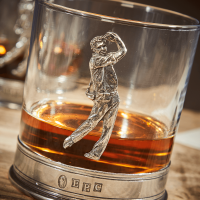 English Pewter Double Golf Whisky Glasses Gift Set