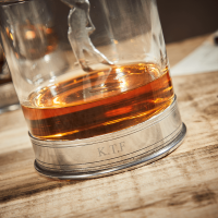 English Pewter Double Golf Whisky Glasses Gift Set