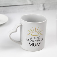 personalised Good Morning Sunshine Heart Handle Mug