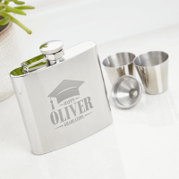 Graduation Cap 6oz Plain Hip Flask