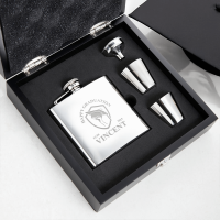 Graduation Crest 6oz Plain Hip Flask
