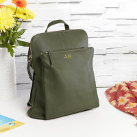 Leather Backpack Shoulder Bag Green