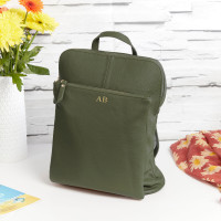 Leather Backpack Shoulder Bag Green