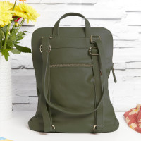 Leather Backpack Shoulder Bag Green