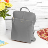 personalised Leather Backpack Shoulder Bag Grey