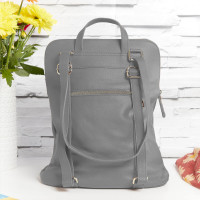 personalised Leather Backpack Shoulder Bag Grey