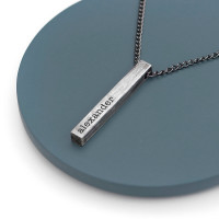 personalised Men's Solid Bar Necklace - Brushed Gun Metal