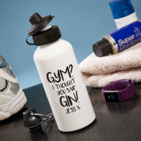 personalise gym not gin white water bottle