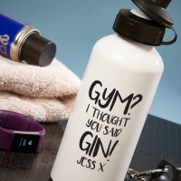 personalise gym not gin white water bottle