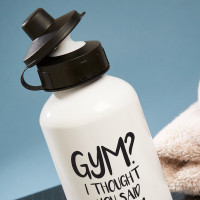 personalise gym not gin white water bottle