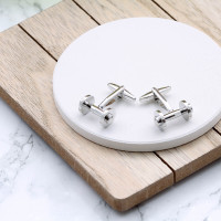 personalised Dumbbell Cufflinks Gift Set