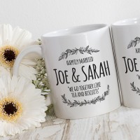 personalised happily married matching mugs