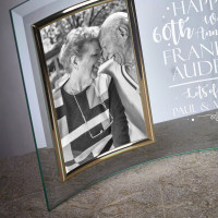 Personalised Bevelled Glass Crescent Frame for 6x4" Photo