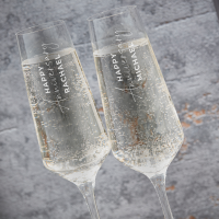 Happy Anniversary Photo Upload Boutique Gifts Prosecco Double Glass With Bottle Gift Set 