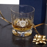 Happy Birthday Crest Crystal Whisky Tumbler