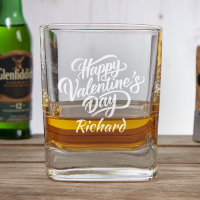 Happy Valentines Day 10oz Square Whisky Tumbler 