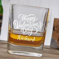 Happy Valentines Day 10oz Square Whisky Tumbler 