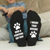 personalised Have a Pawsome Day Black Socks