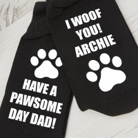 personalised Have a Pawsome Day Black Socks