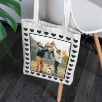 personalised Heart Border Canvas Tote Bag