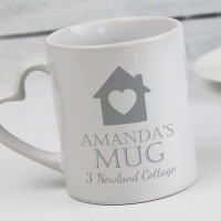 personalised Heart Home Heart Handle Mug