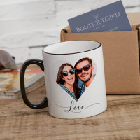 personalised Heart Photo Two Tone Mug Black