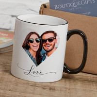 personalised Heart Photo Two Tone Mug Black