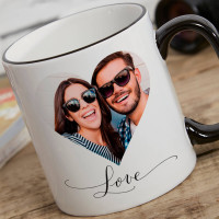 personalised Heart Photo Two Tone Mug Black