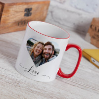 personalised Heart Photo Two Tone Mug Red