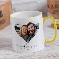 personalised Heart Photo Two Tone Mug Yellow