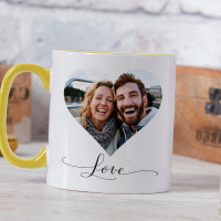 personalised Heart Photo Two Tone Mug Yellow