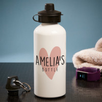 personalised Heart White Water Bottle