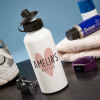 personalised Heart White Water Bottle