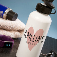 personalised Heart White Water Bottle