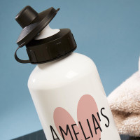personalised Heart White Water Bottle