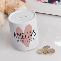 personalised Love Heart Personalised Money Box