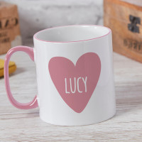 personalised Heart Name Two Tone Mug Pink