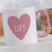 personalised Heart Name Two Tone Mug Pink