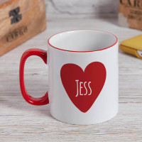 personalised Heart Name Two Tone Mug Red