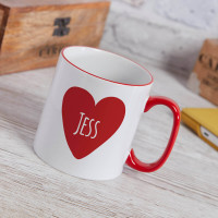 personalised Heart Name Two Tone Mug Red