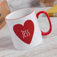 personalised Heart Name Two Tone Mug Red