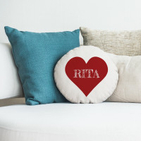 personalised I Heart Name Round Cushion 18"