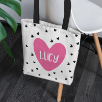 personalised Hearts Canvas Tote Bag