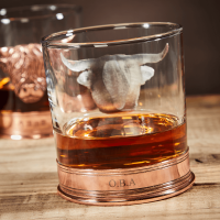 English Pewter Double Copper Highland Cow Whisky Glasses Gift Set