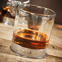 English Pewter Double Highland Cow Whisky Glasses Gift Set
