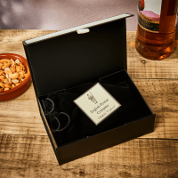 English Pewter 6oz Hip Flask & Black Leather Pouch