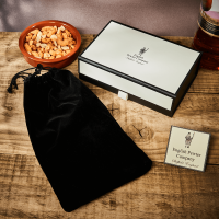 English Pewter 6oz Hip Flask & Black Leather Pouch